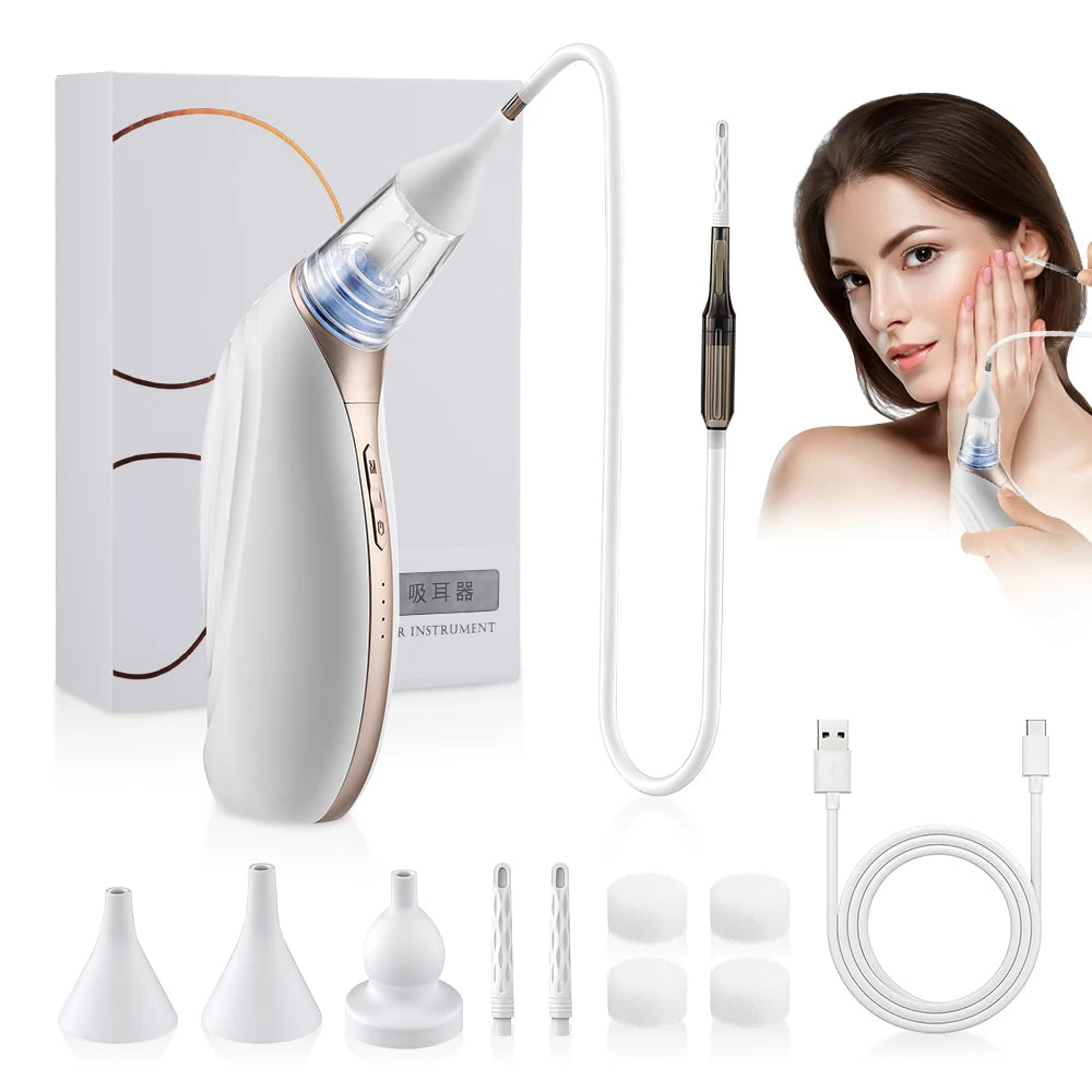 2 in 1 Ear Wax Vacuum Removal Set 3 Levels Suction Nasal Aspirator Earwax Remover Ear Cleaner for Adults Kids Ear Suction Tool
