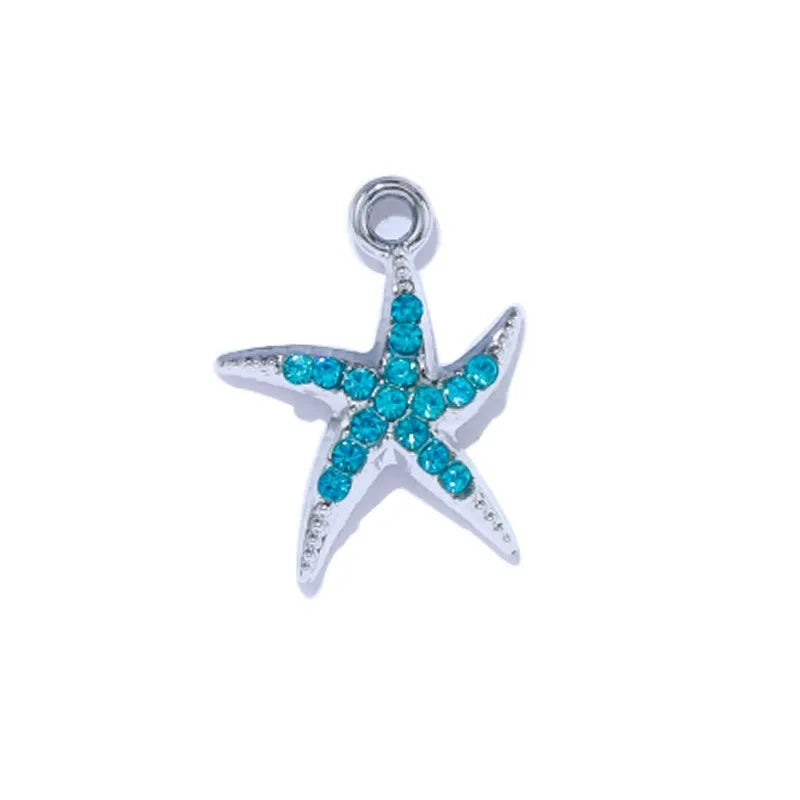 10Pcs Gold Plated Crystal Shell Starfish Charm Pendant for Jewelry Making Bracelet Necklace DIY Accessories Craft Findings