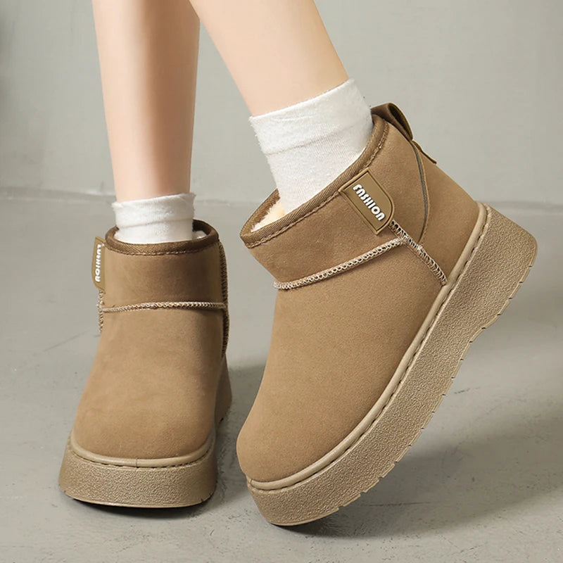 Warm Thicken Plush Snow Boots Women Slip On Thick Bottom Winter Ankle Boots Woman Comfortable Non Slip Cotton Padded Shoes Mujer