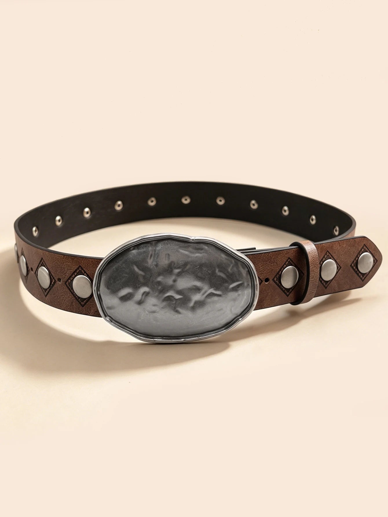 Handmade Distressed Hammered Belt, Vintage Rivet Embossed Western Style Unisex Waistband