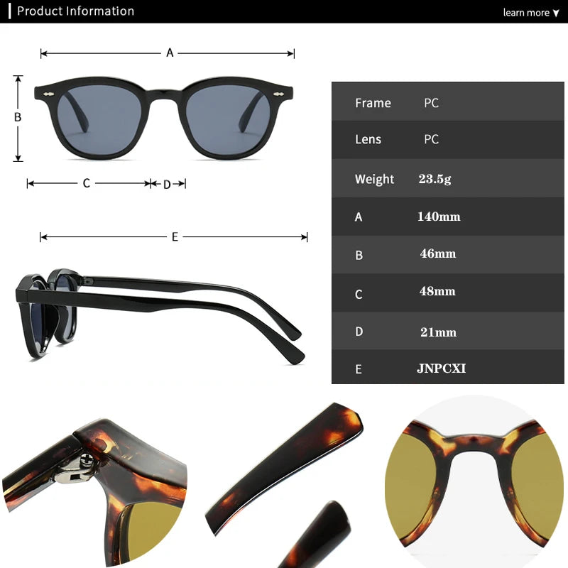 JNPCXI Vintage Small Round Men Sunglasses Fashion Gradient Shades UV400 Women Trending Rivets Punk Sun Glasses
