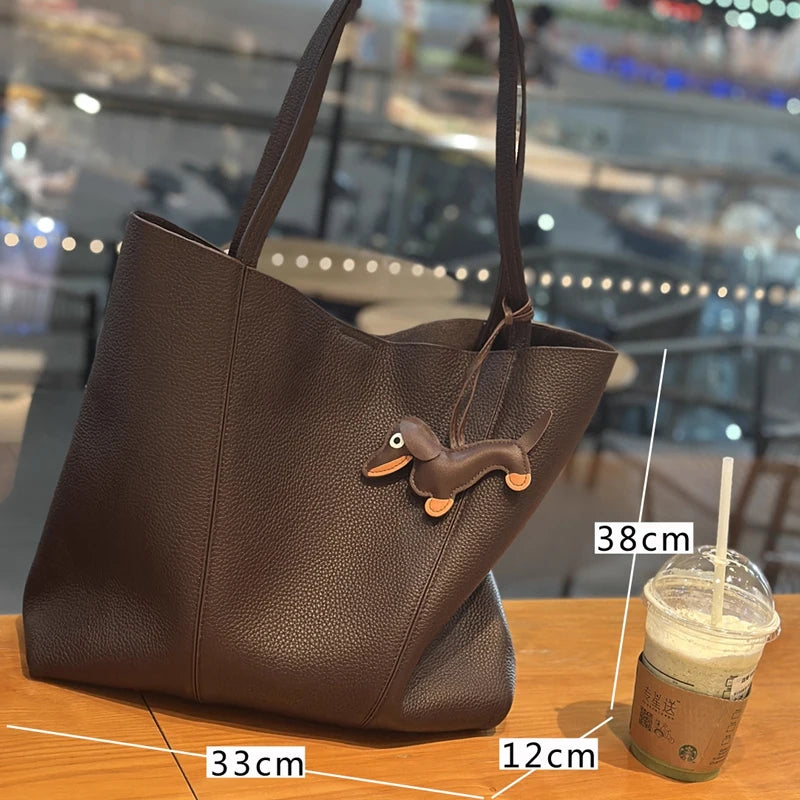 Women's Natural Cow Genuine Leather Tote bags Female Top-grain Leather Crossbody Bag Ladies Multiple Large Capacity Handbags
