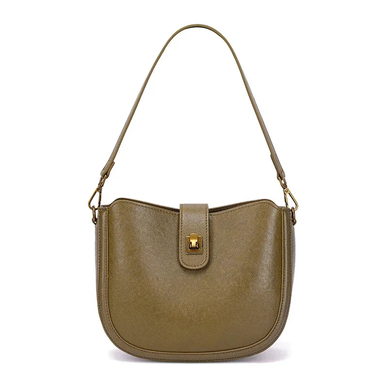 Woman Cowhide Genuine Leather Shoulder Bag Ladies OL Top grain Leather Handbag Female Fashion Luxury Design Crossbody Bags