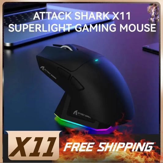 Attack Shark X11 Triple Mode, PAW3311 Bluetooth Mouse, Magnetic Charging Dock
