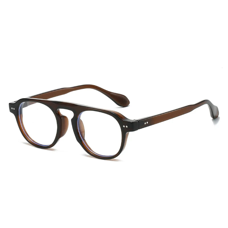 JNPCXI New Retro Rivets Round Punk Sunglasses Women Shades UV400 Fashion Men Clear Lens Frame