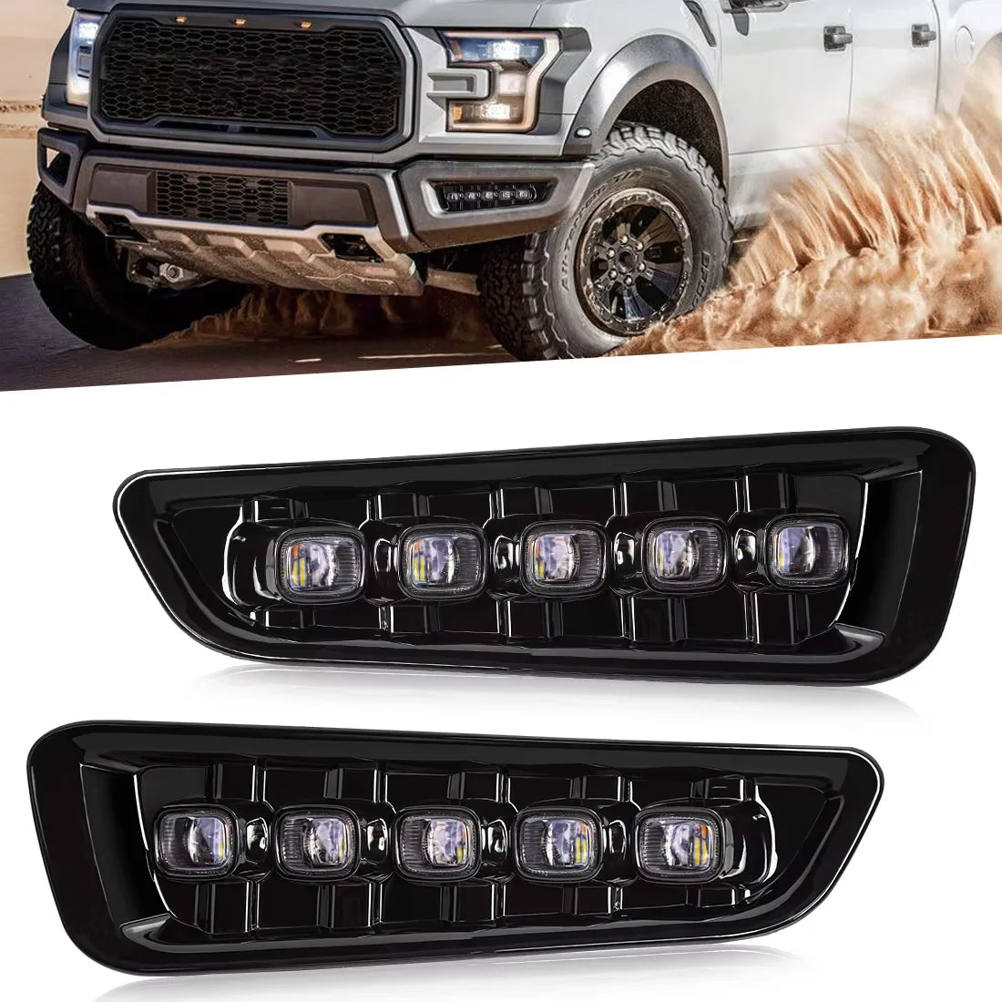 For Ford Raptor F150 2017 2018 2019 2020 Led DRL Daytime Running Lights Fog Lamps Dynamic Turn Signal Daylights Car Accessories