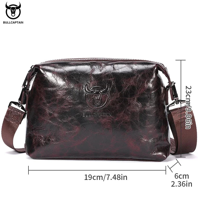 Bullcaptain Genuine Leather Men's Shoulder Bag Casual Fashion Messenger Bags Man Large-Capacity Independent Card Slots Bag's