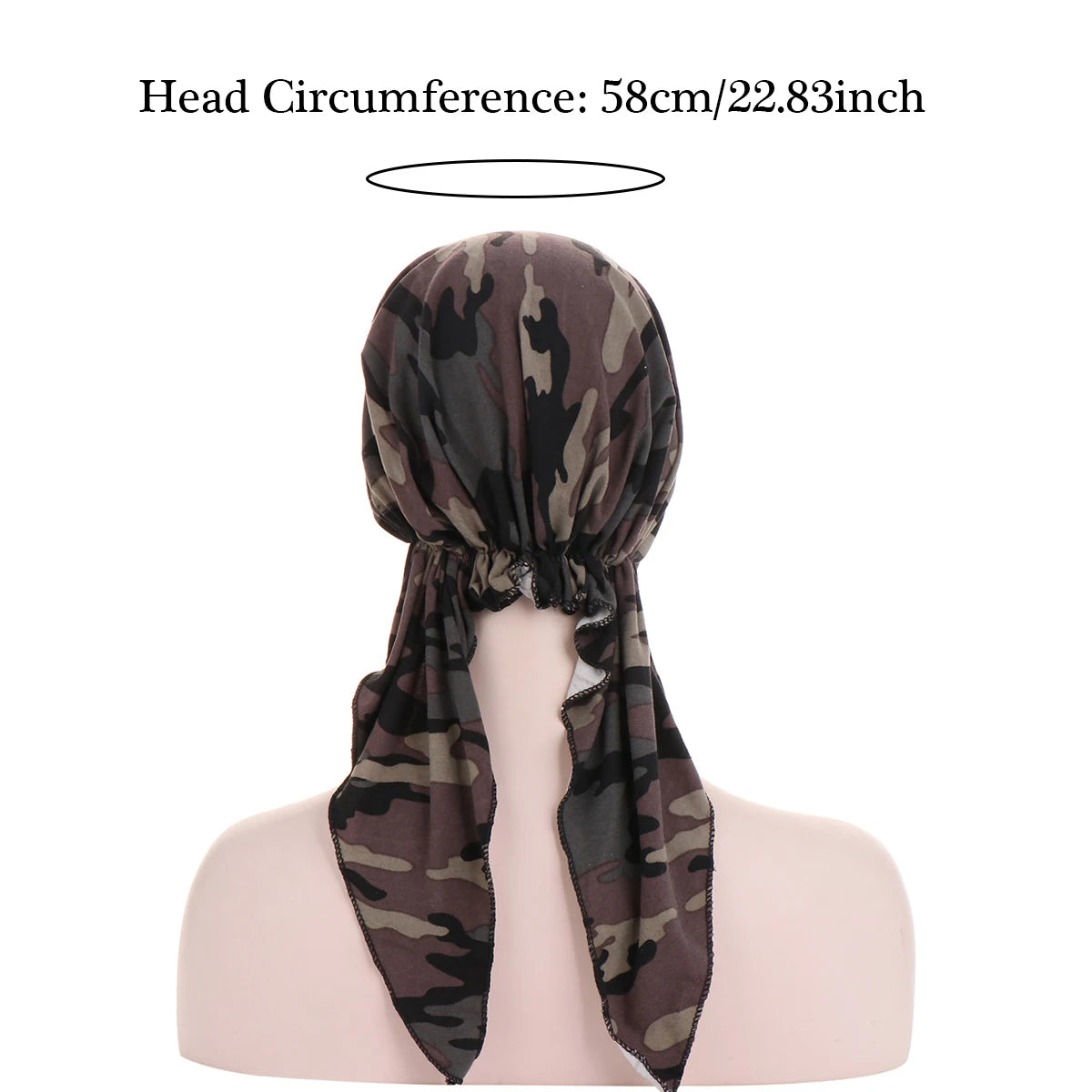 Trendy Print Women Muslim Hijab Caps Wrap Head Soft Elastic Long Tail Turban Bonnet Fashion Headdress Wearable
