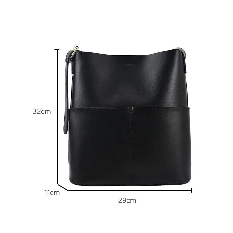 Fashionable 2026 Women's Leather Shoulder Bucket Bags Handbags Winter Fall Autumn Femme Design Casual Sac De Luxe Femme Vintage