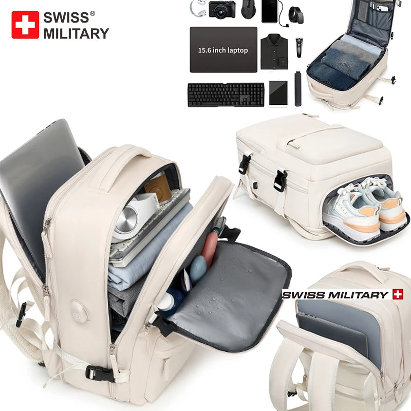 SWISS Backpack Multifunction Travel Backpack Shoe Storage Multilayer Luggage Bag