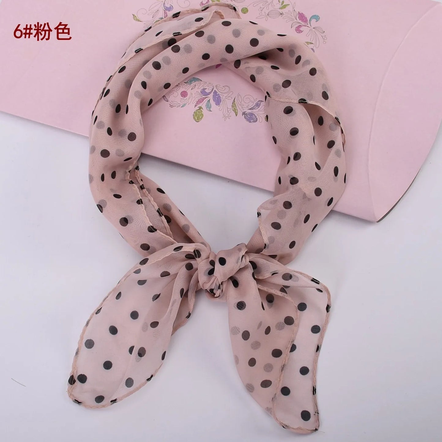 Spring/Summer Season 65 * 65 Elegant Retro Dot Small Square Scarf Lightweight and Soft Chiffon Scarf Soft and Breathable