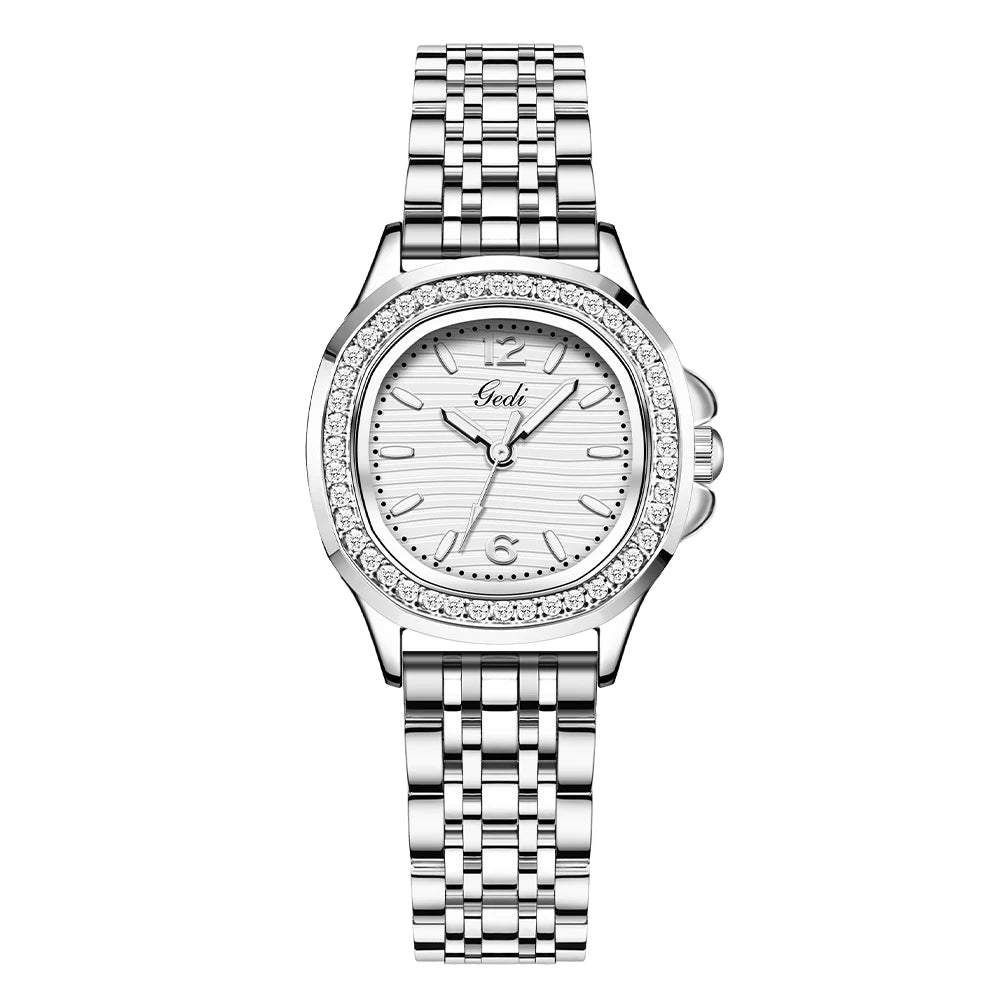 GEDI Diamond Watch Fashion Women Watches Luxury Elegant Waterproof Stainless Steel Quartz Ladies Wristwatch Gifts