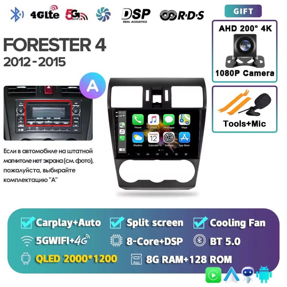2K For Subaru Forester 4 SJ 2012 - 2015 Car Radio Multimedia Video Player Navigation stereo GPS Android 15 No 2din 2 din dvd