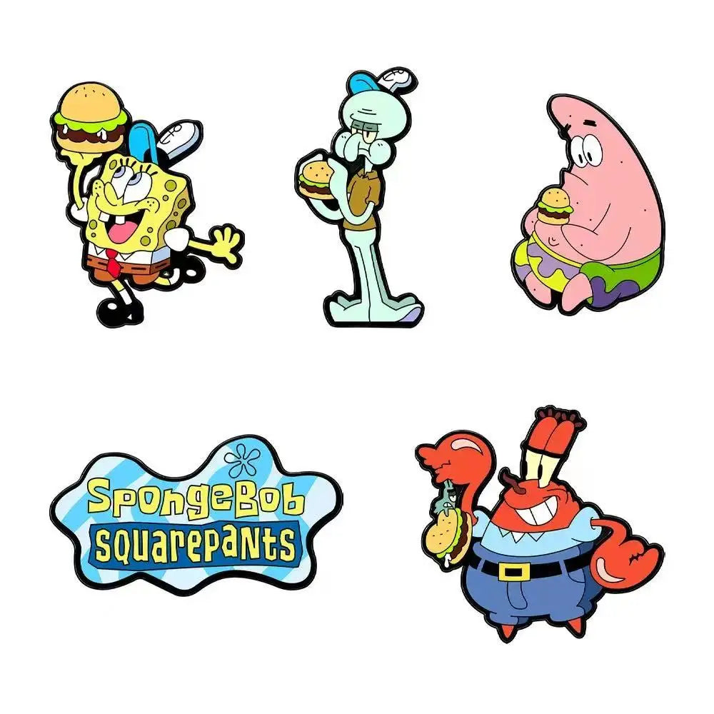 5pcs Sponge star SquarePants Enameled Brooches Metal Badges Cute Jewelry Set for Bag Clothing Backpack Accessorizing Ideal Gift