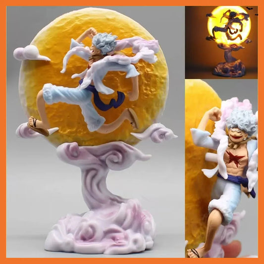6" One Piece Anime Moon Fairy Nika Monkey D Luffy Gear 5 W/ Moon Action Figure