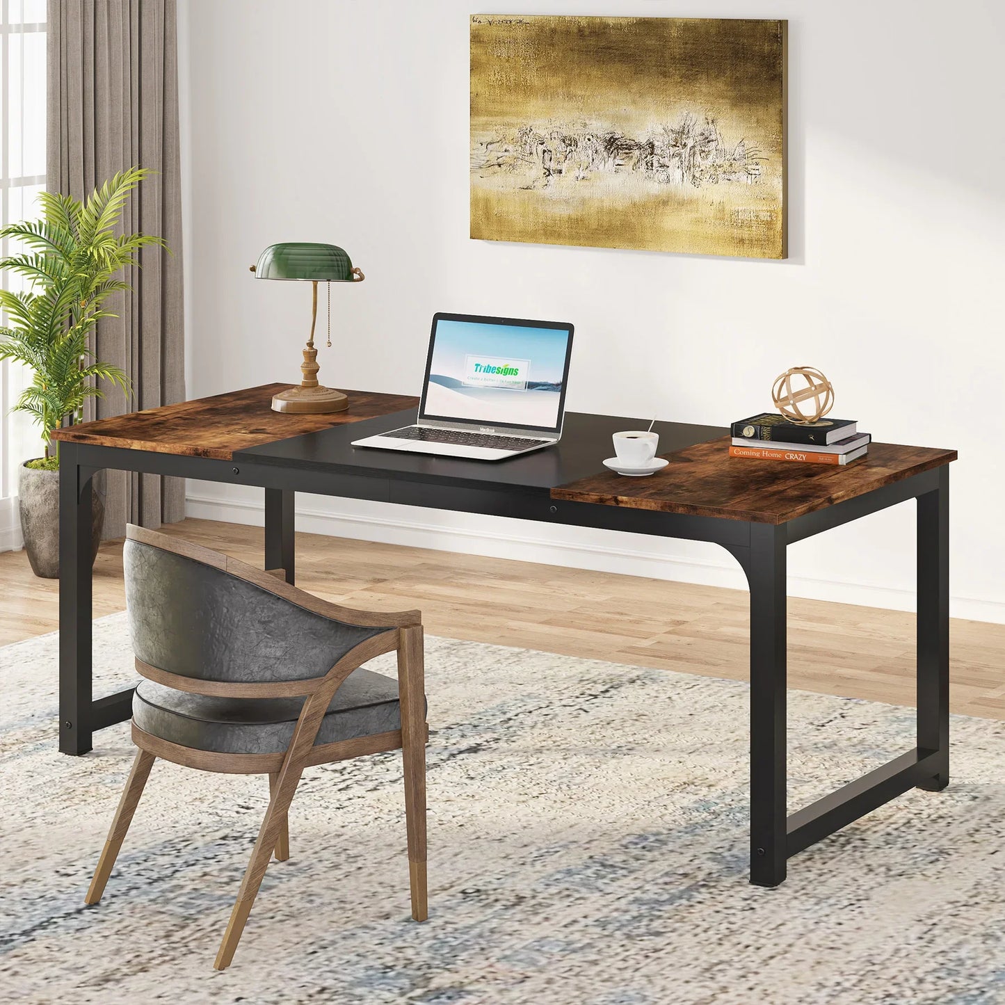 Tribesigns Large Office Desk Computer Table Study Writing Workstation for Home