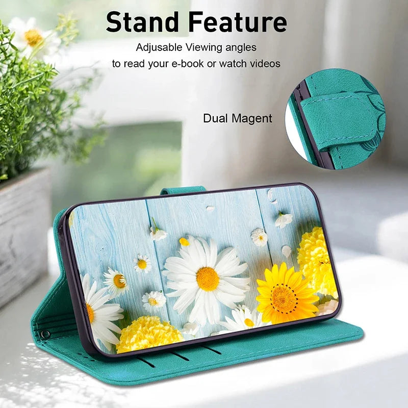 Wallet Flip Cover Flower Case For Redmi 14C Magnetic Leather Phone Cases Lily