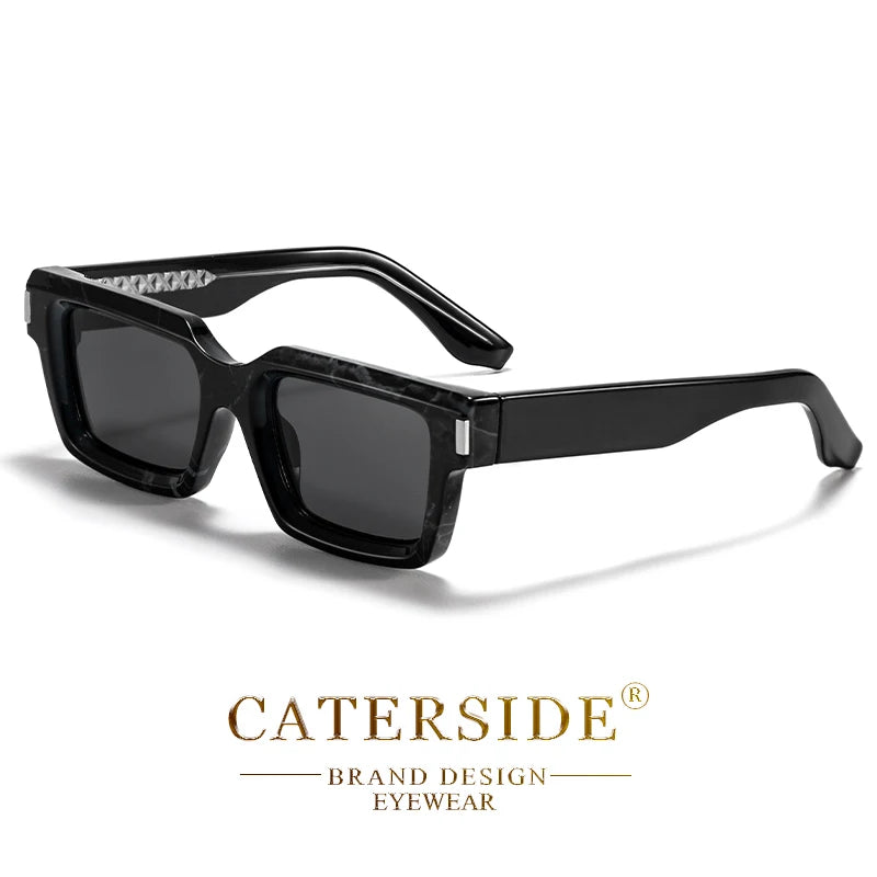 CATERSIDE Vintage Punk Men's Square Sunglasses Brand Design Small Frame Sun Glasses Party Travel Glasses Gift Ideal Choice