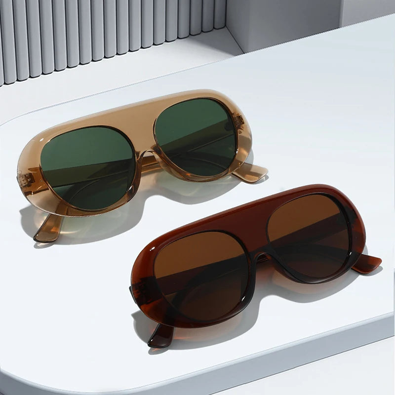 JNPCXI Retro Pilot Sunglasses Women Fashion Tea Tea Gradient Shades UV400 Men Punk Sun Glasses