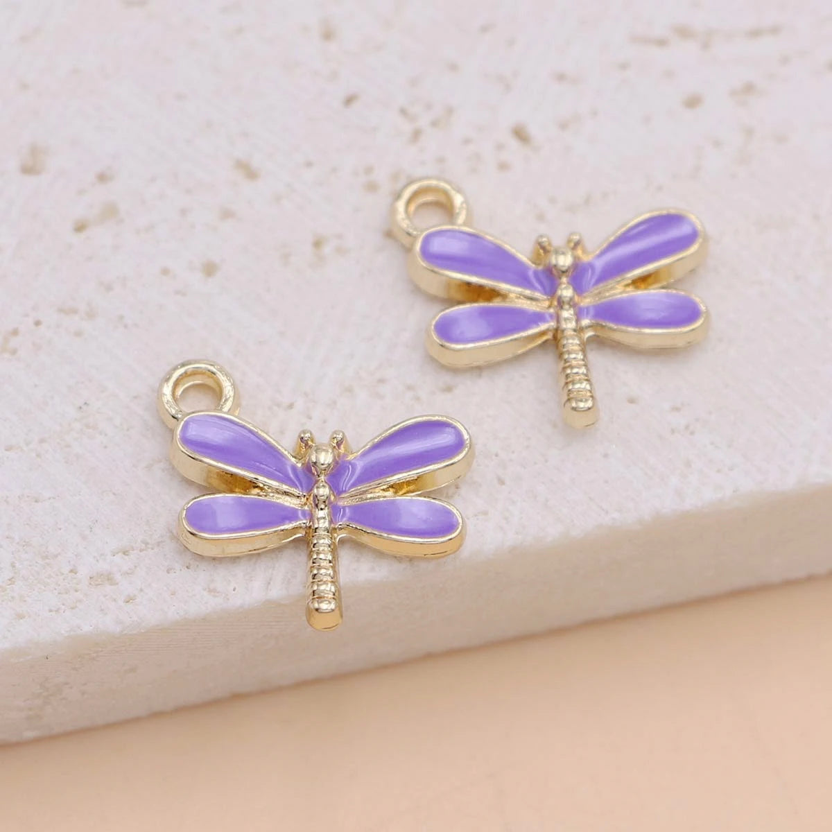 10Pcs Gold Plated Enamel Dragonfly Charms Pendant for Jewelry Making Earrings Bracelet Necklace Accessories DIY Craft Findings