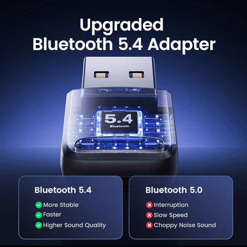 Bluetooth Adapter USB Bluetooth 5.4 for PC Dongle Adapter Wireless Mouse Keyboar