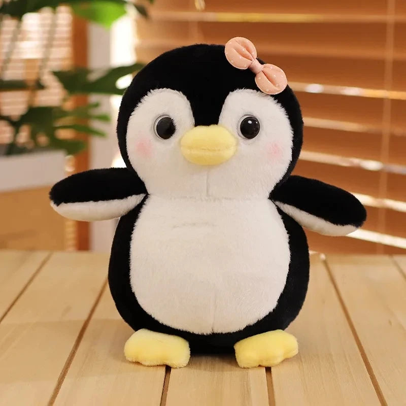 20-25cm Cute Penguin Wear A Bow Scarf Plushies Doll Cartoon Stuffed Animal Soft Sofa Cushion Baby Sleeping Pillow for Kids Gifts