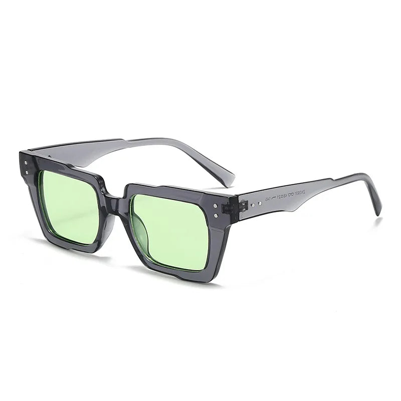 JNPCXI New Vintage Thick Leg Square Sunglasses Women Men Fashion Rice Nail Green Sun Glasses UV400