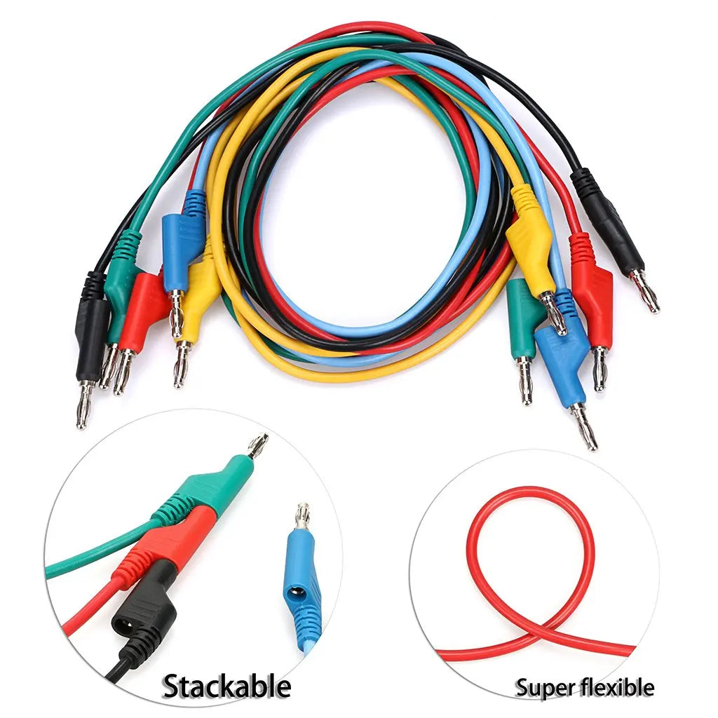 5PCS Stackable Banana to Banana Plug Test Leads Soft Electrical Test Cable Wire 3.3ft/1m for Multimeter 1000V 15A