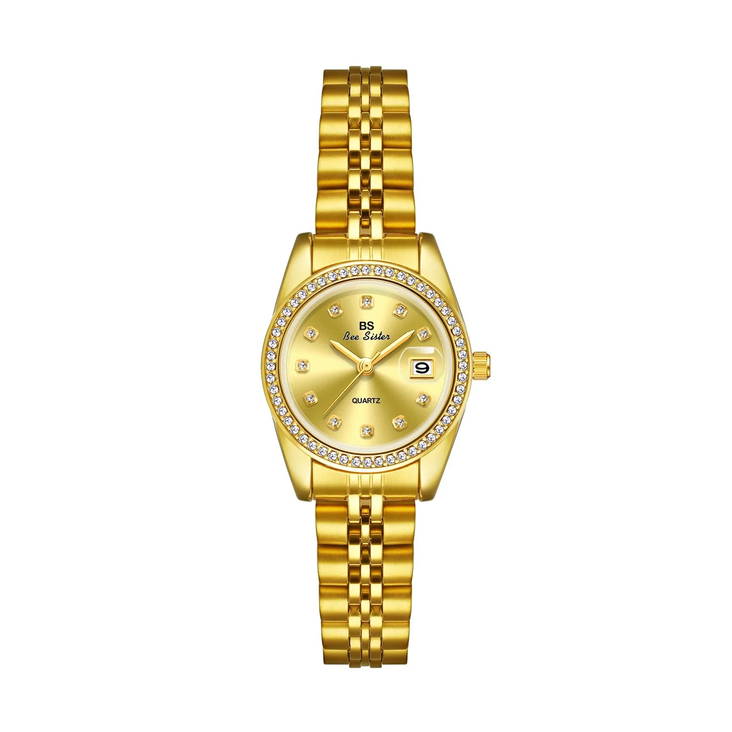 Original Woman Watch Pink Dial Golden Date Quartz Clock Vintage Elegant Stainless Steel Watch Gifts For Women 2024