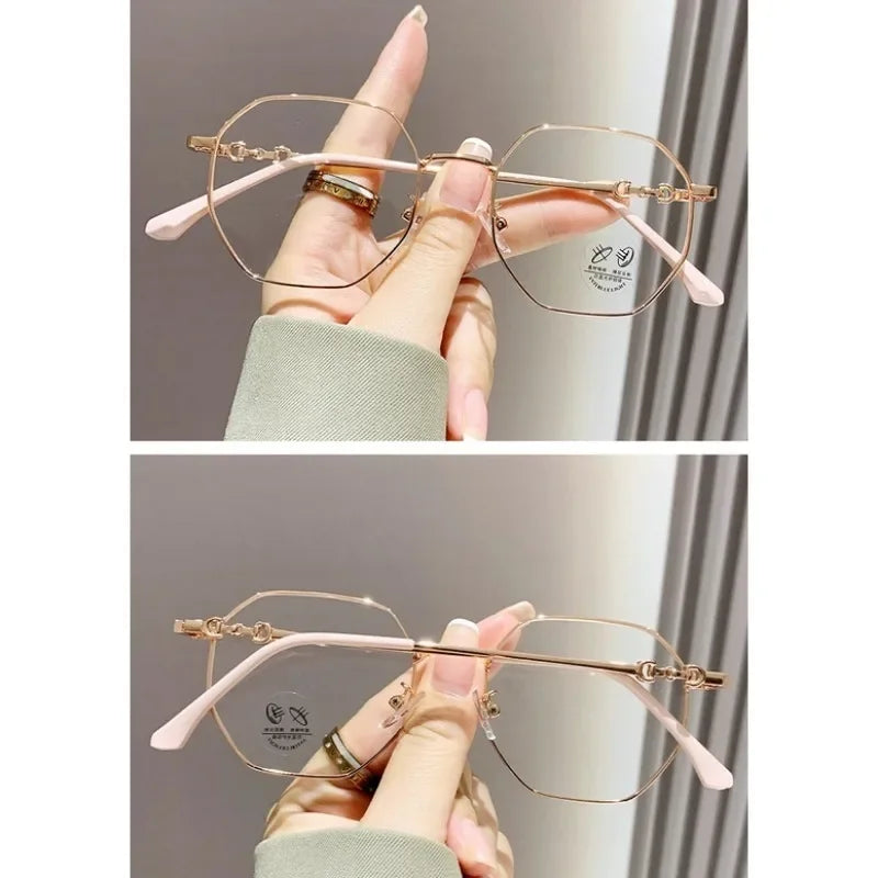 Ultralight Glasses Women Men Anti Blue Rays Polygon Frame Eyeglasses Anti-radiation Eyeglasses Korean Ultralight Glasses