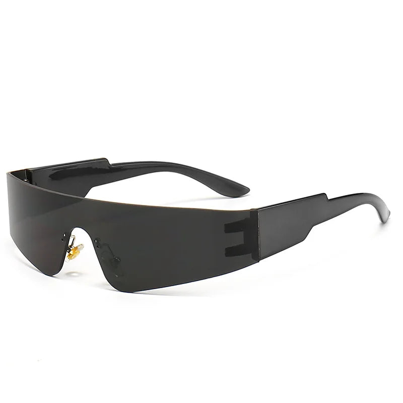 Cycling Rimless Y2K Sunglasses Men Women Trendy Gradient 2000'S Wrap Around Sun Glasses Punk One Piece Goggles Fashion Shades