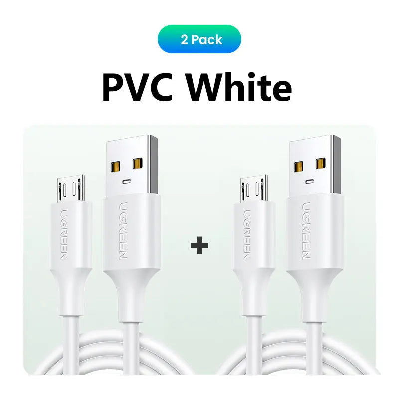 UGREEN 2 Pack Micro USB Cable 3A Fast Charging 1.5m USB Cable for Samsung Xiaomi HTC USB Charger Data Cable Mobile Phone Cable