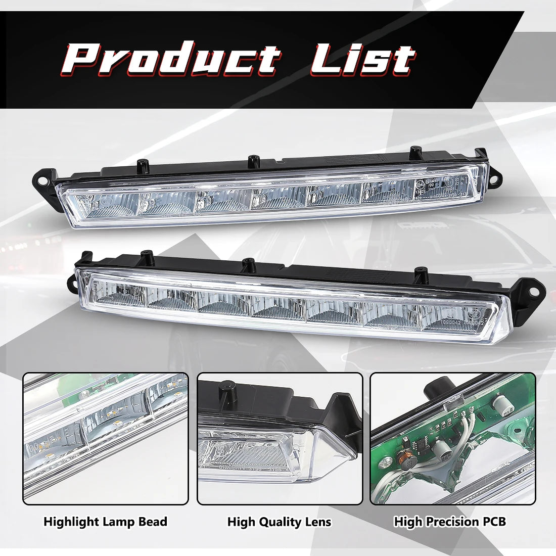 OE: 1649060451 1649060351 DRL For Mercedes Benz X164 GL320 GL350 GL450 GL550 ML63 AMG X166 2007-2013 LED Daytime Running Lights
