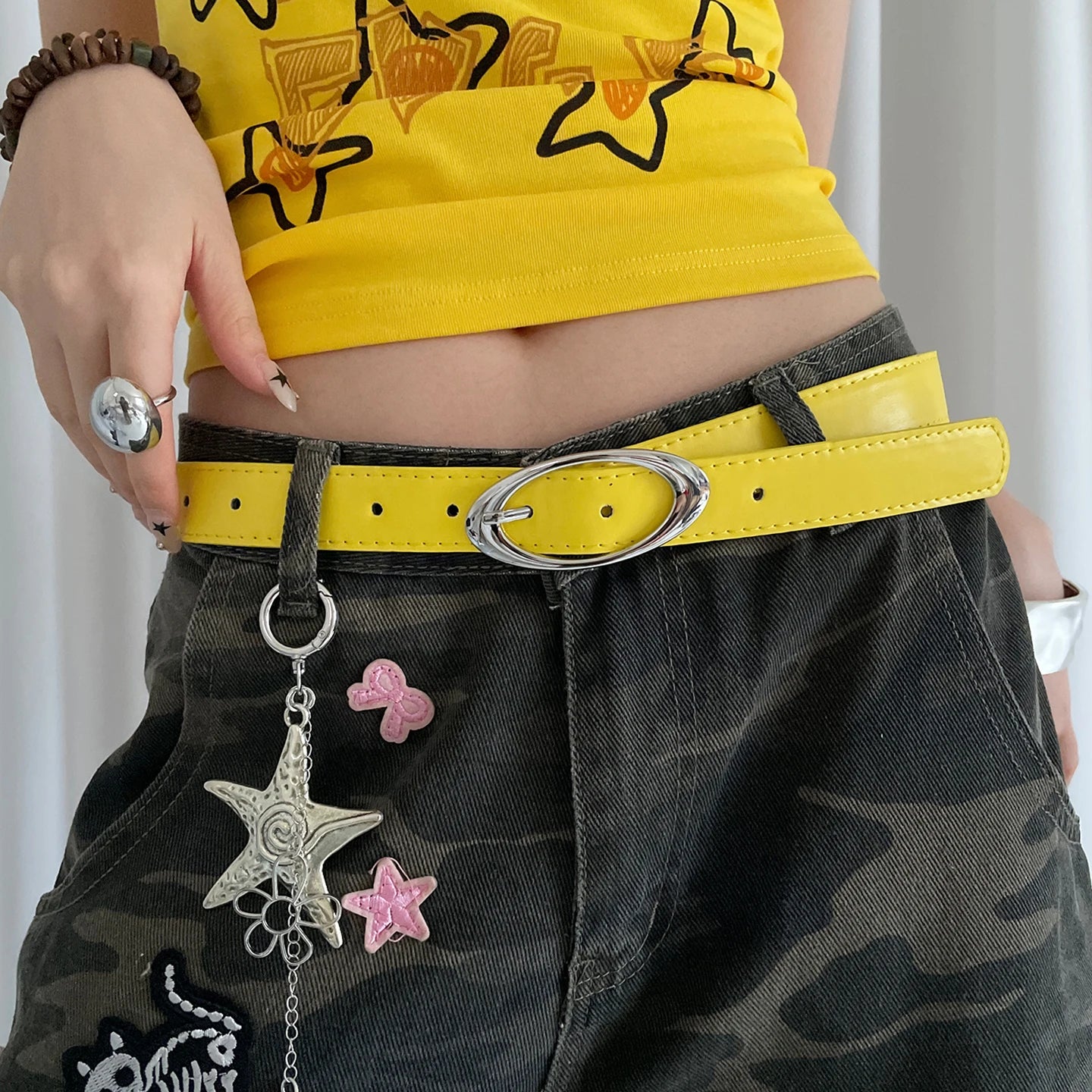 New Korean Style Oval Alloy Button Women's Belt Decoration Dress Suit Jeans Simple And Versatile Belt