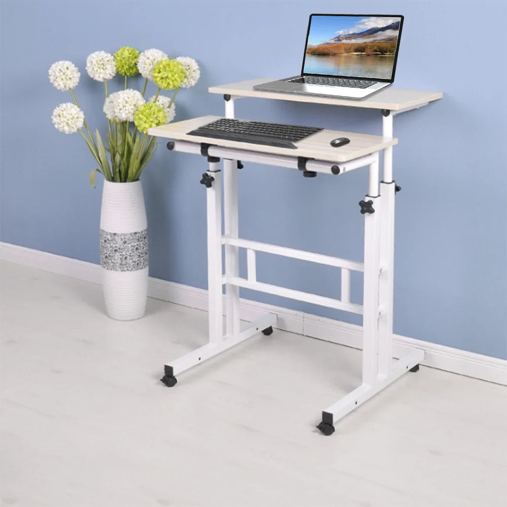 Standing Desk 60cm Adjustable Height Laptop Desk Computer Standing W/ Rollers