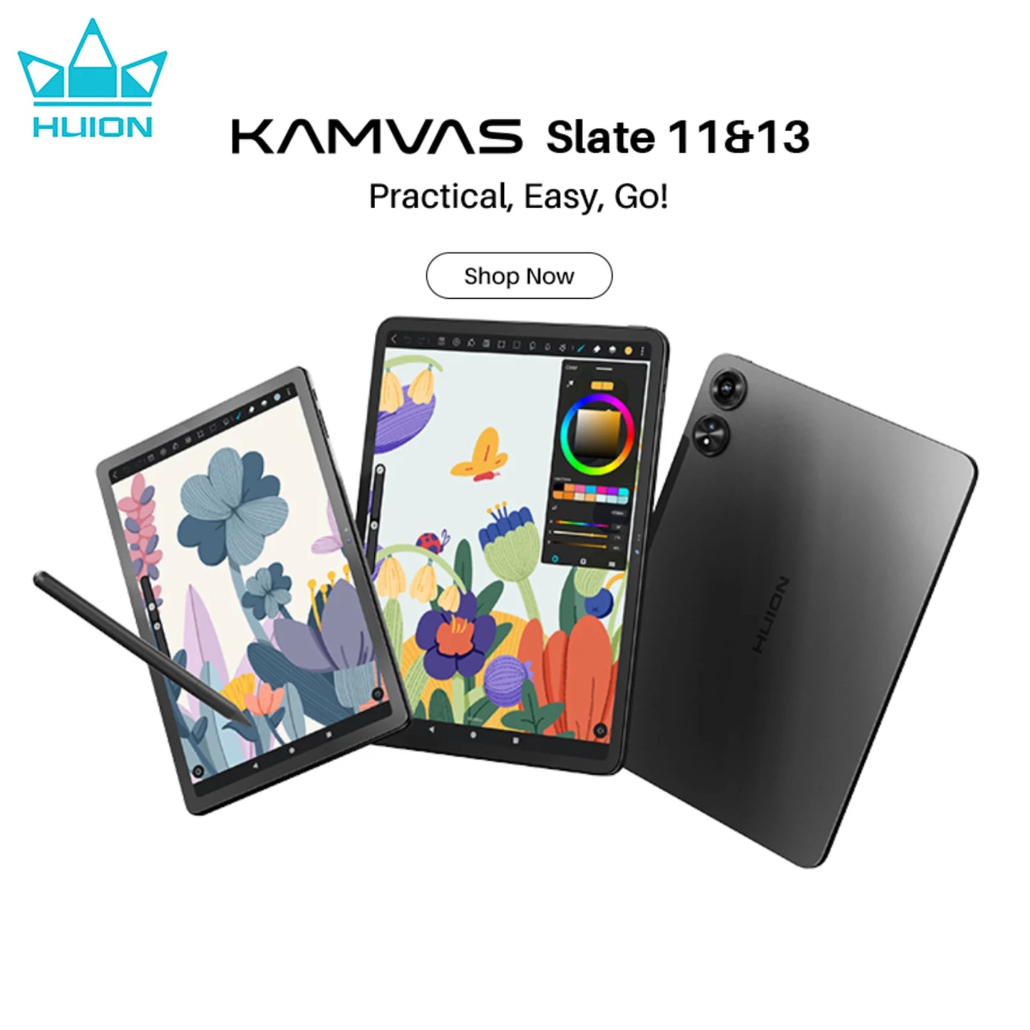 2025 Huion Kamvas Slate 11/13 Android 14 Tablet Graphic Drawing Note Pad 60/90Hz