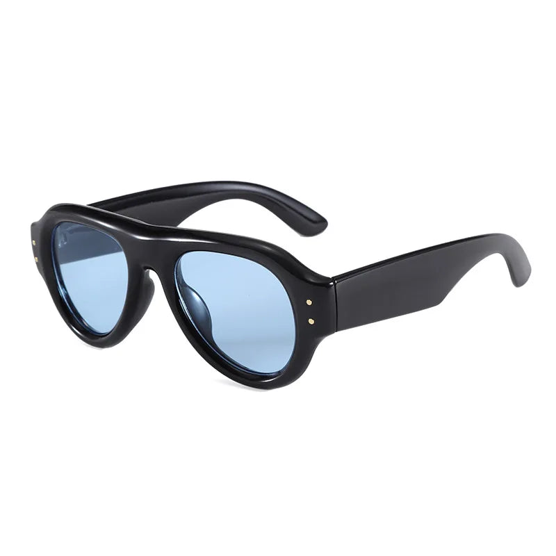 JNPCXI New Pilot Rivets Women Sunglasses Shades UV400 Fashion Leopard Men Wide Legs Oval Punk Outdoor Sun Glasses