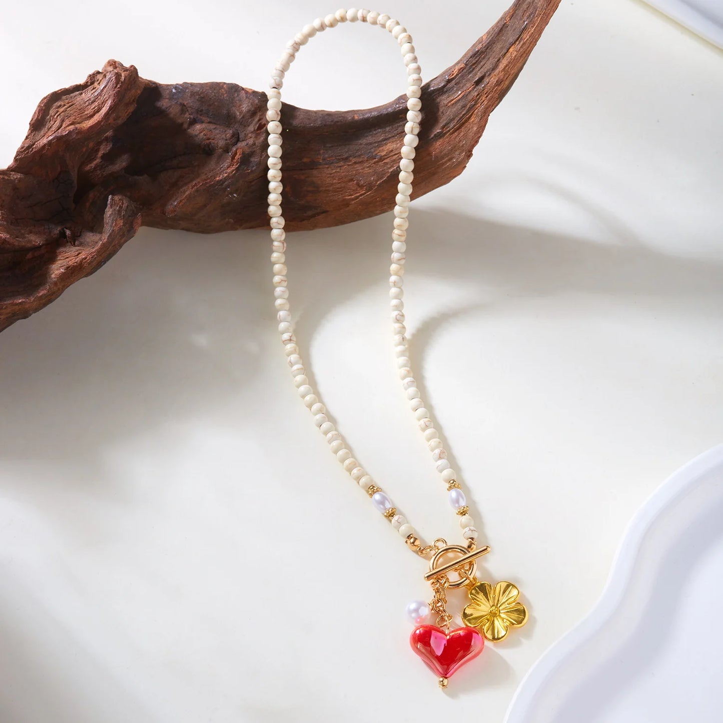 Bohemian Colorful Beads Choker Necklace for Women Round Lucky Evil Eye Heart Pendant Necklace Fashion Jewelry Y2k Accessories