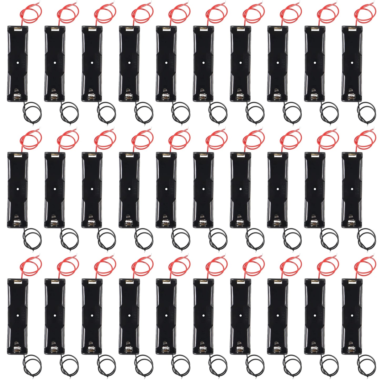 18650 Battery Case Holder with Wire Bundle,10/30PCS DIY Battery Storage Boxes, 18650 1 Bay Cell Battery Holder, 1 Slots 10pcs