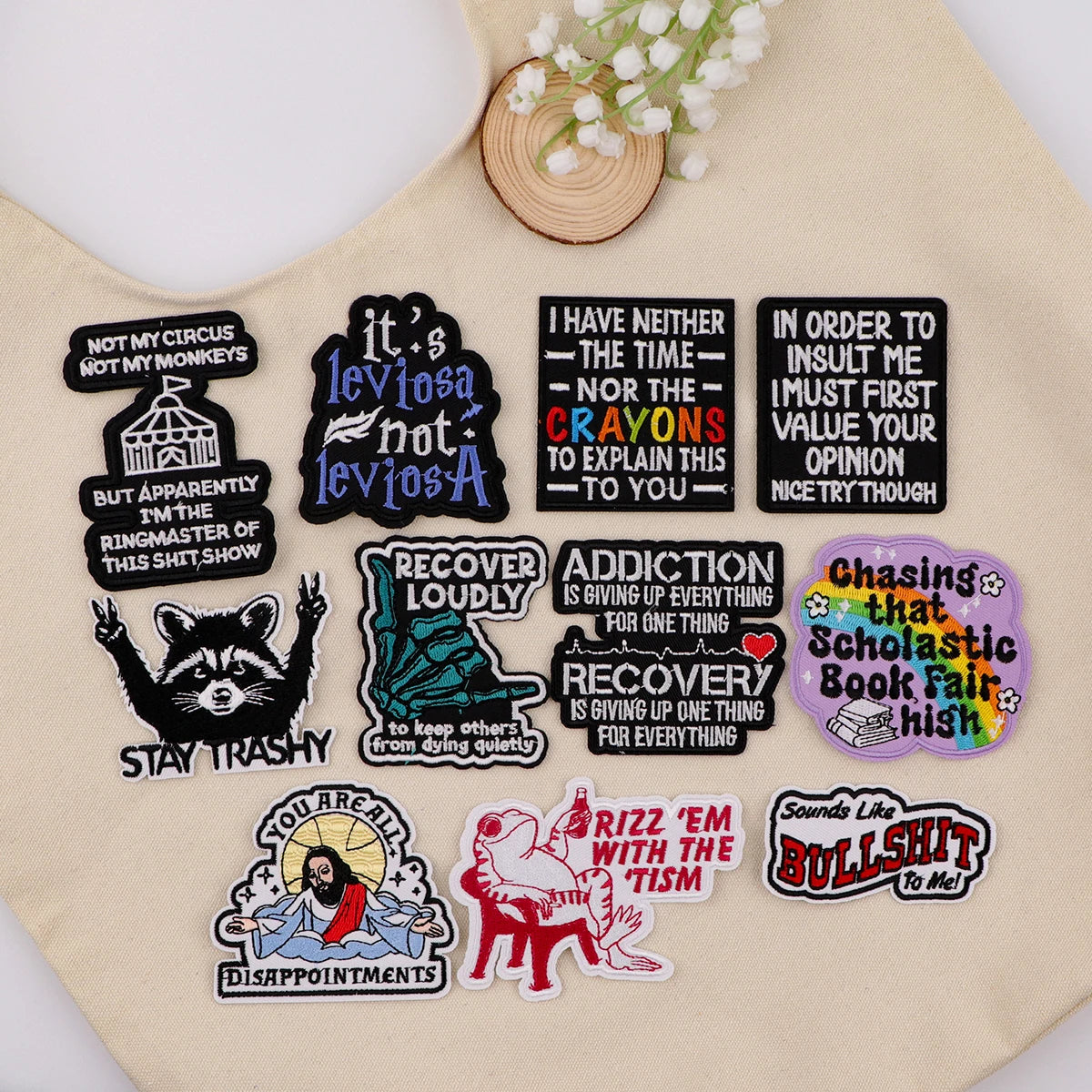 Cute Raccoon Embroidery Patch Funny Quotes Iron On Patches For Clothing Thermoadhesive Patches On Clothes DIY Sew Badges