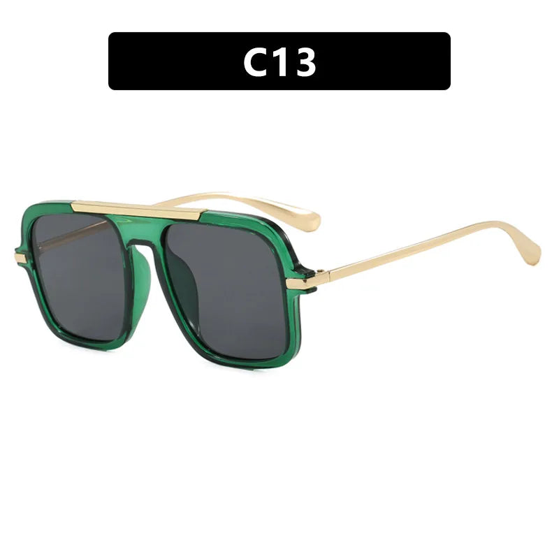 JNPCXI New Retro Square Sunglasses Double Bridges UV400 Fashion Designer Shades for Men And Women Gradient Sun Glasses