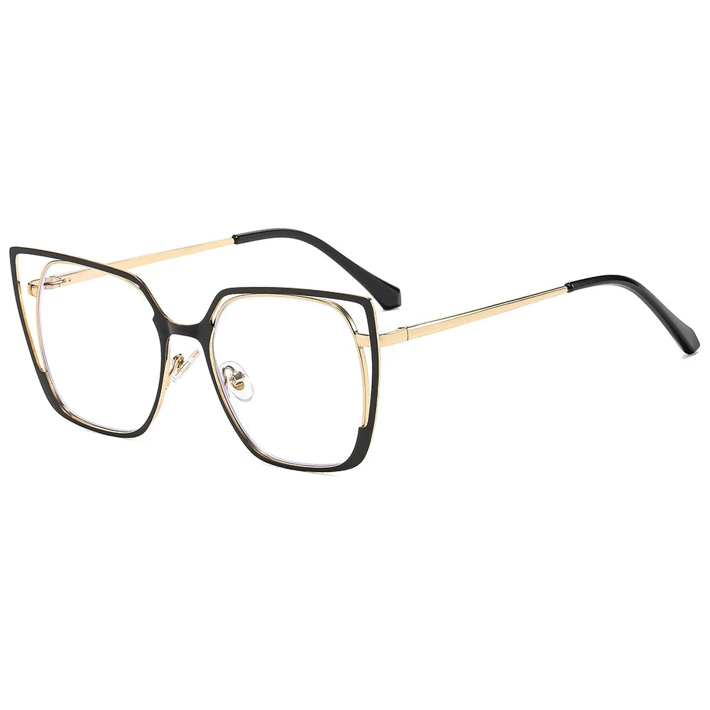 JNPCXI New Square Hollow Out Large Frame Flat Mirror 2026 New Anti Blue Light Fashion Glasses Frame