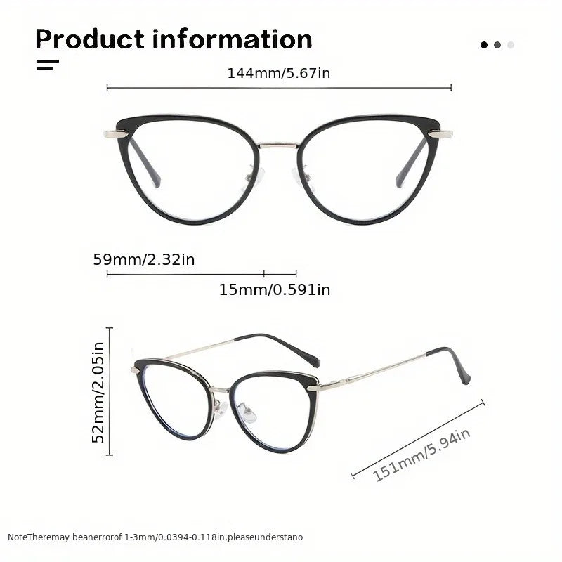 2 Pairs Y2K Retro Cat Eye Glasses Black & Green Gradient Full-Rim Cat-Eye Design for Women’s Fashion & Digital Screen Protection