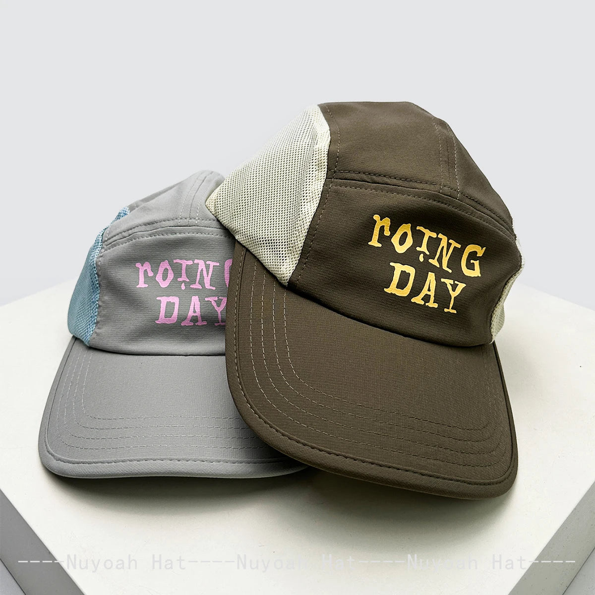 New Men Women Mesh Quick-dry Printed Letters Baseball Hats Sunshade Color Block Breathable Peaked Caps Versatile Fashion Travel