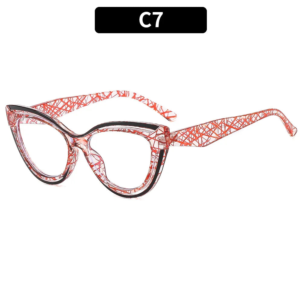 JNPCXI New Fashion TR90 Cat Eye Women Anti Blue Light Glasses Frame Retro Men Optical Luxury Eyewear