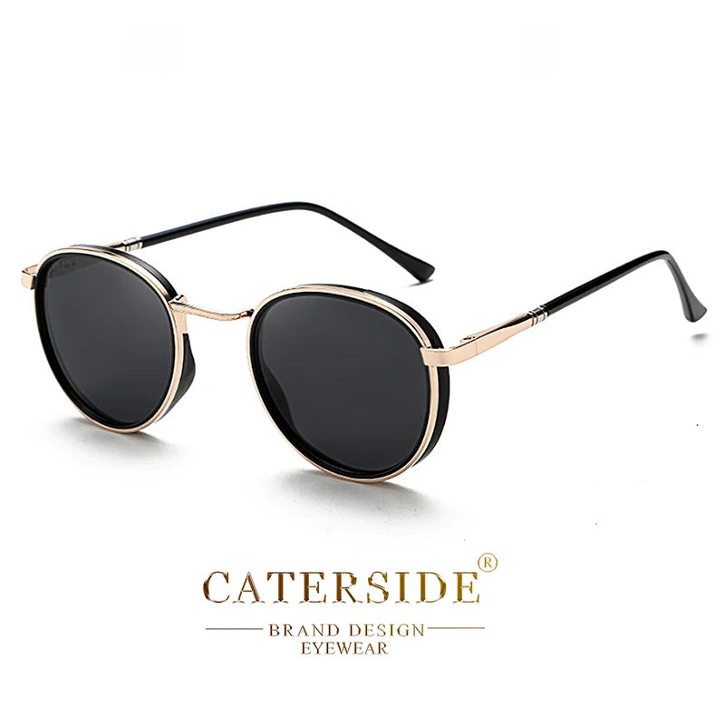 Caterside Vintage Polarized Round Sunglasses Men Steampunk TR Metal Frame Sun Glasses Women Driving Fishing Party Eyewear UV400