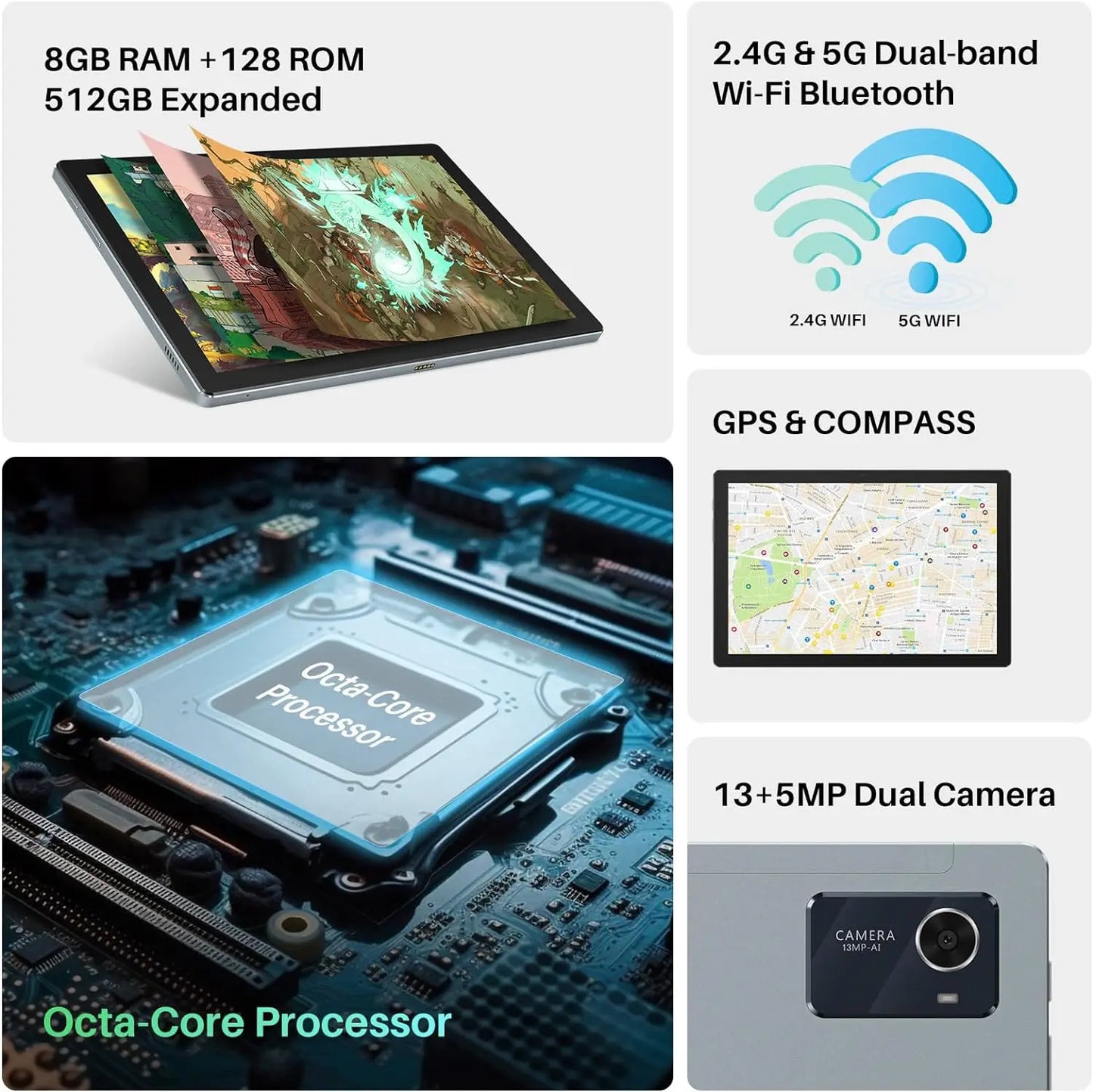 Bluetooth, WiFi 10/11/13 Android 14 Note Pad Portable Graphics Tablet 10-13 Inch