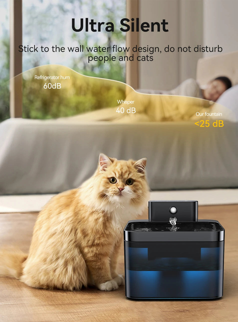 ROJECO Wireless Cat Water Fountain 2600mAh Pet Water Dispenser Infrared Sensor