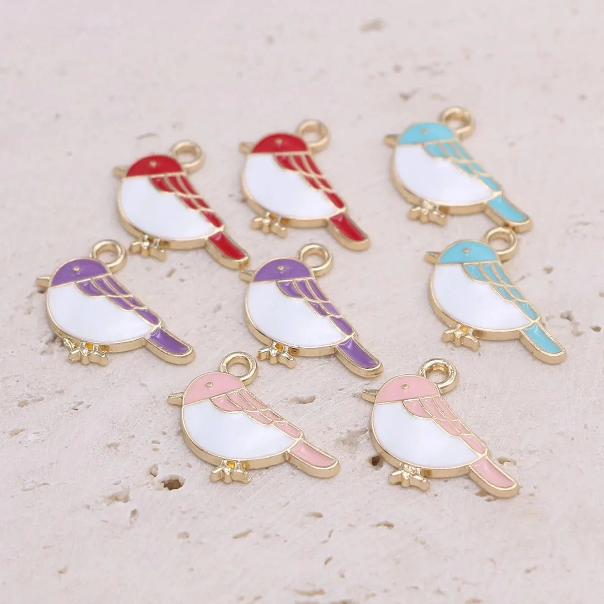 10Pcs Gold Color Enamel Blue Birds Charm Pendant Jewelry Making Earrings Bracelet Necklace Accessories DIY Craft