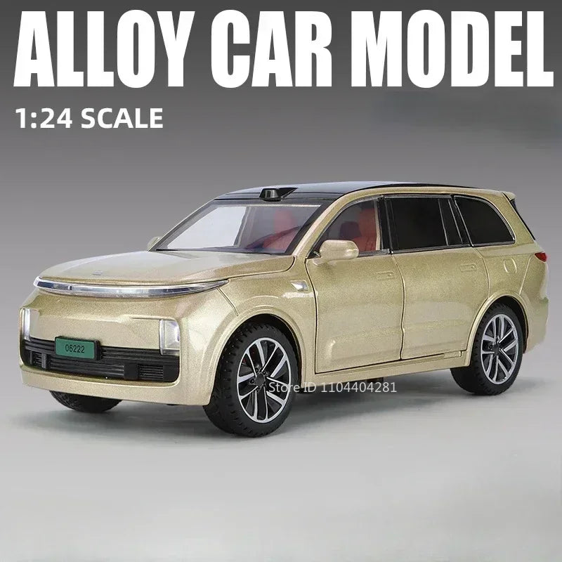 1:24 NIO ES8 L9 Alloy Miniature Toy Car Model Diecast Sound Light Pull Back Doors Opened New Energy Vehicles Collection Kids Toy